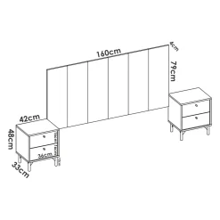 Testiera letto Alaca, 244x37h127 cm, Rovere e Antracite