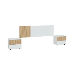Testiera letto Armony, 266x34h89 cm, Bianco e Rovere