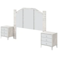 Testiera Letto Bianco Bianco Anticato 248x33 cm, Colore Struttura Bianco - Genzone