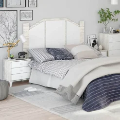 Testiera Letto Bianco Bianco Anticato 248x33 cm, Colore Struttura Bianco - Genzone