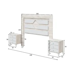 Testiera Letto Bianco Bianco Anticato Matrimoniale Colore Struttura Bianco 160x2.5 cm, Sfumatura Colore Struttura Anticato - Catino