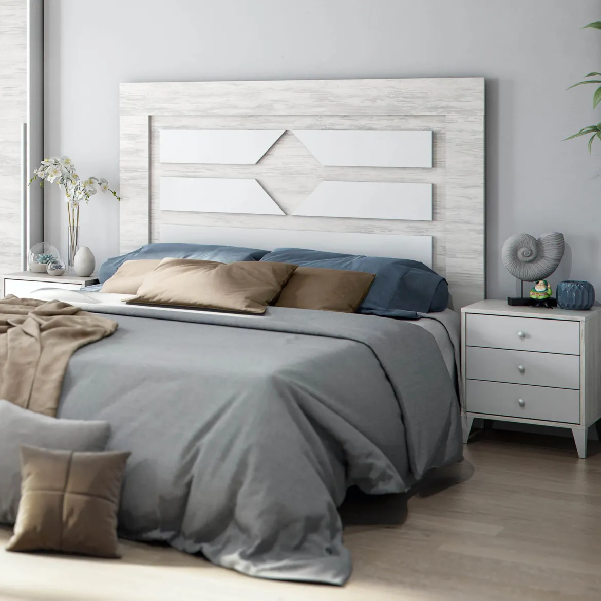 Testiera Letto Bianco Bianco Anticato Matrimoniale Colore Struttura Bianco 160x2.5 cm, Sfumatura Colore Struttura Anticato - Catino