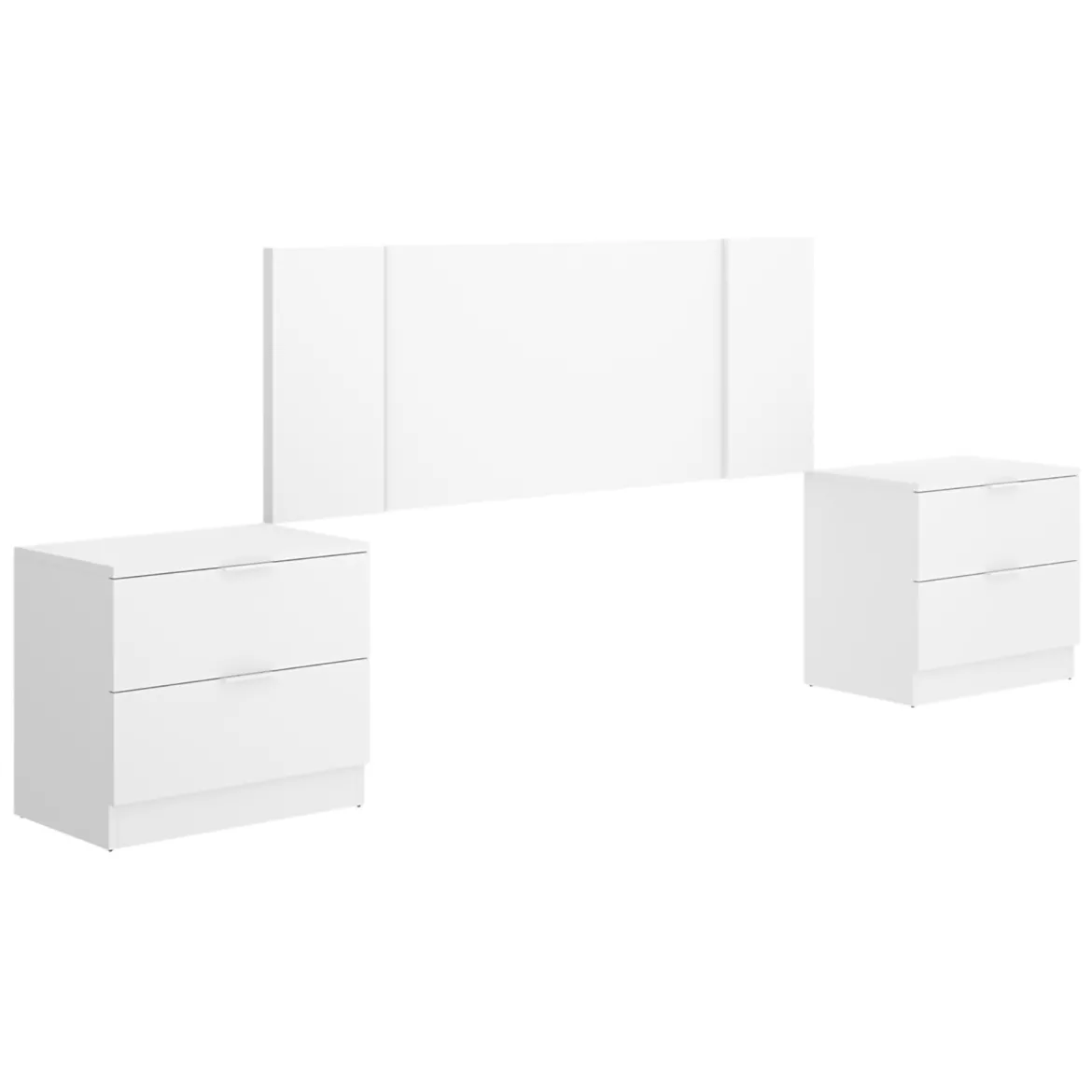 Testiera Letto Bianco Marrone Rovere 2 Comodini Inclusi Piazza e Mezza 34x237 cm, Colore Struttura Marrone - Carson