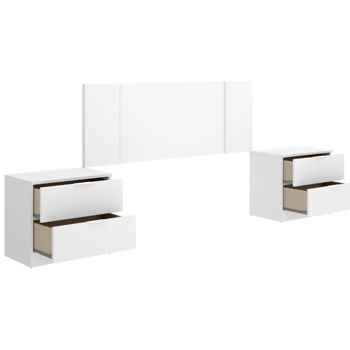 Testiera Letto Bianco Marrone Rovere 2 Comodini Inclusi Piazza e Mezza 34x237 cm, Colore Struttura Marrone - Carson
