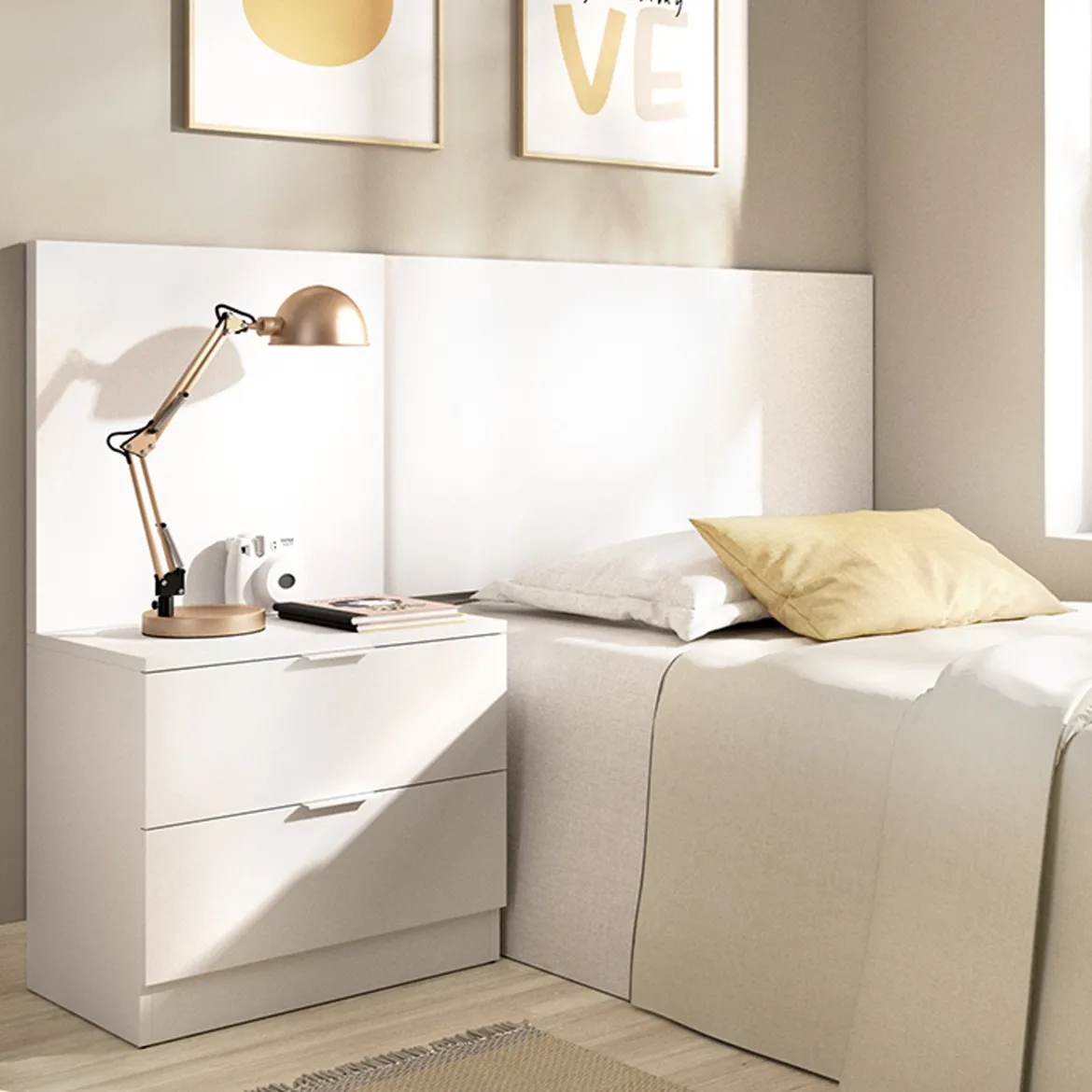 Testiera Letto Bianco Marrone Rovere Matrimoniale Colore Struttura Marrone 248x34.2 cm, Sfumatura Colore Struttura Rovere - Trudy
