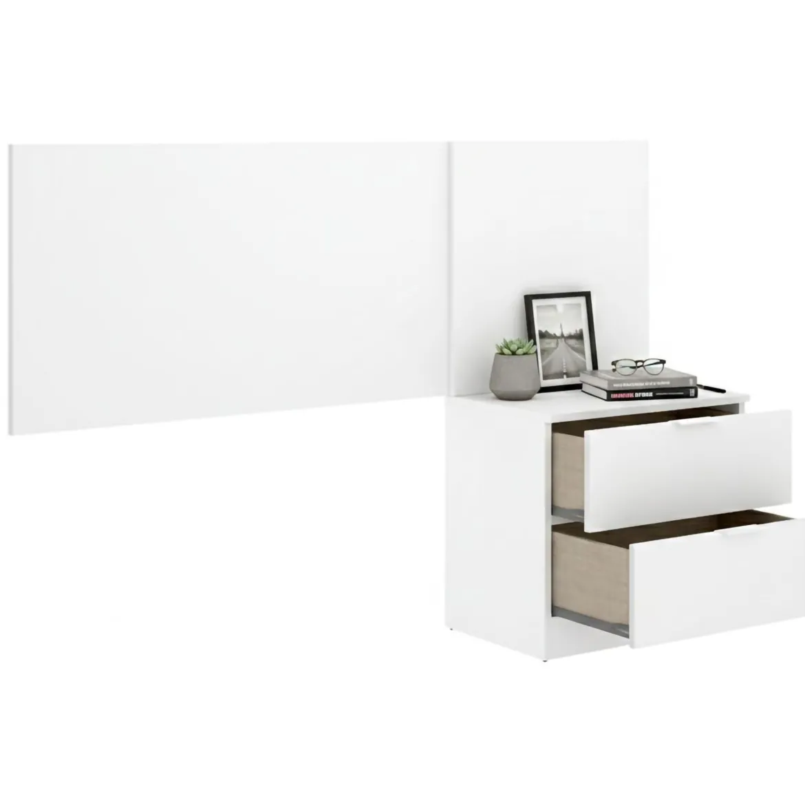 Testiera Letto Bianco Marrone Rovere Matrimoniale Colore Struttura Marrone 248x34.2 cm, Sfumatura Colore Struttura Rovere - Trudy