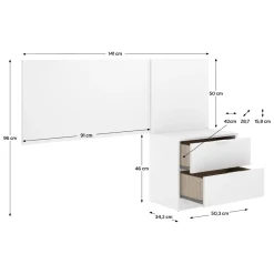 Testiera Letto Bianco Marrone Rovere Matrimoniale Colore Struttura Marrone 248x34.2 cm, Sfumatura Colore Struttura Rovere - Trudy