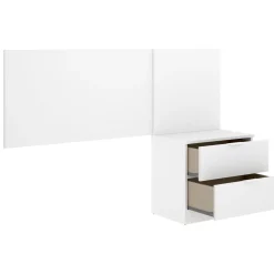 Testiera Letto Bianco Marrone Rovere Comodino Incluso Singolo 34x141 cm, Colore Struttura Marrone - Lead