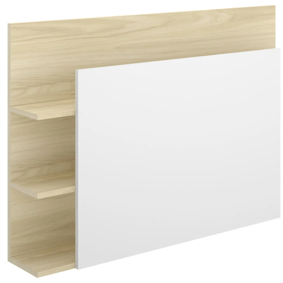 Testiera Letto Bianco Marrone Rovere Vani Libreria Singolo 19x105 cm, Colore Struttura Marrone - Minden