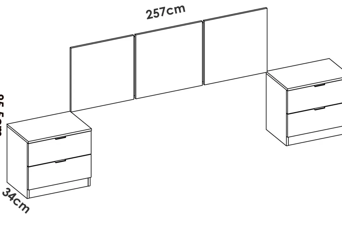 Testiera Letto Bianco Matrimoniale 256.8x34.2 cm, - Oliwa