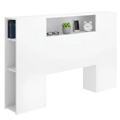 Testiera Letto Bianco Vani Libreria Piazza e Mezza, Matrimoniale 23x157 cm - Bonner