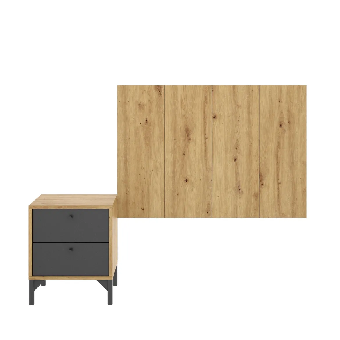 Testiera letto Lily, 99x3h61 cm, Rovere e Antracite