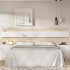 Testiera Letto Marrone Bianco Matrimoniale Colore Struttura Bianco 248x34.2 cm, - Trudy