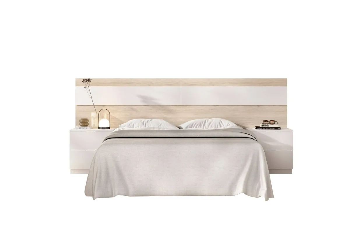 Testiera Letto Marrone Bianco Matrimoniale Colore Struttura Bianco 248x34.2 cm, - Trudy
