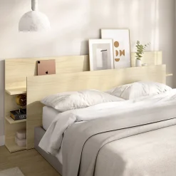 Testiera Letto Marrone Rovere Vani Libreria Piazza e Mezza 19x181 cm - Socorro