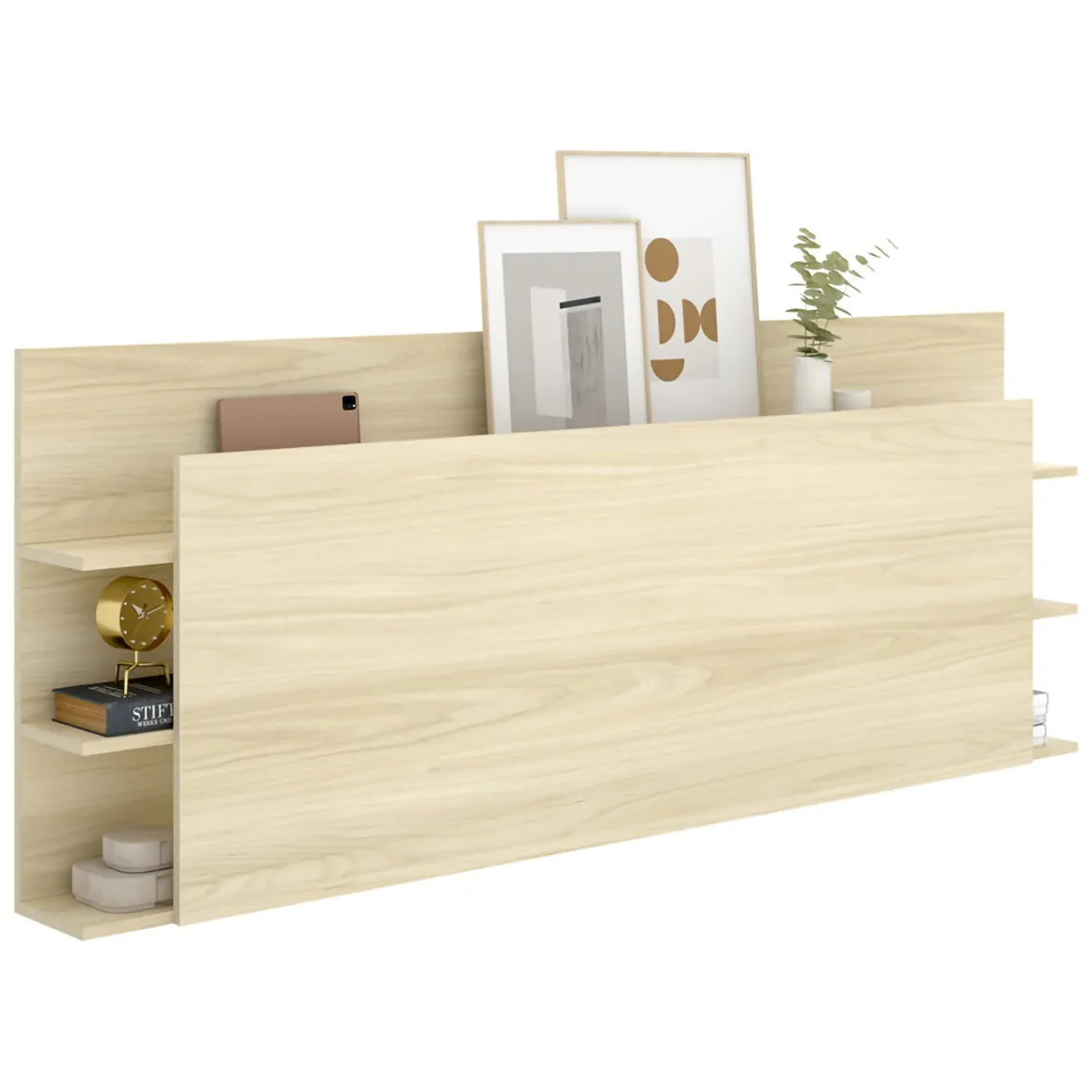 Testiera Letto Marrone Rovere Vani Libreria Piazza e Mezza 19x181 cm - Socorro