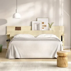 Testiera Letto Marrone Rovere Vani Libreria Piazza e Mezza 19x181 cm - Socorro