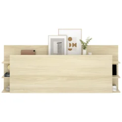 Testiera Letto Marrone Rovere Vani Libreria Piazza e Mezza 19x181 cm - Socorro
