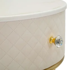 Toeletta Bianco Crema oro un Cassetto Rivestimento in Velluto Trapuntato 52x52x70h cm, Sfumatura Colore Struttura Crema - Mbale