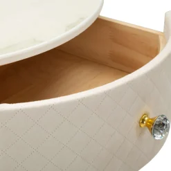 Toeletta Bianco Crema oro un Cassetto Rivestimento in Velluto Trapuntato 52x52x70h cm, Sfumatura Colore Struttura Crema - Mbale