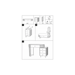 Toeletta Bianco Marmo Grigio Tortora 4 Cassetti Finitura Simil Pelle Trapuntata con Dettagli Argento, top Effetto Marmo 120x40x75h cm, - Tafrao