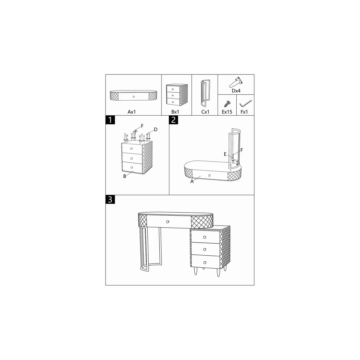 Toeletta Bianco Marmo Grigio Tortora 4 Cassetti Finitura Simil Pelle Trapuntata con Dettagli Argento, top Effetto Marmo 120x40x75h cm, - Tafrao