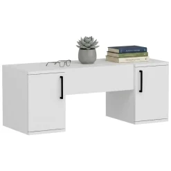 Toeletta Bianco Nero Specchio Incluso 3 Ante 100x35x74h cm, Colore Struttura Nero - Cicerale