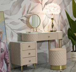 Toeletta classica vintage 120x40x75h cm rosa e oro - Guidobono