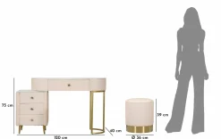 Toeletta classica vintage 120x40x75h cm rosa e oro - Guidobono