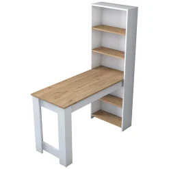 Toeletta Marrone Rovere Bianco 5 Ripiani 5 Vani 120x54x154h cm, con Libreria - Cervaro