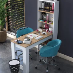 Toeletta Marrone Rovere Bianco 5 Ripiani 5 Vani 120x54x154h cm, con Libreria - Cervaro