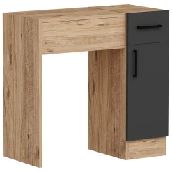 Toeletta Marrone Rovere Nero un Cassetto Sfumatura Colore Struttura Rovere 120x40x80h cm, Sfumatura Colore Ripiano Rovere - Katereha