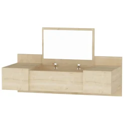 Toeletta Marrone Specchio Incluso 3 Ante 100x39x33h cm, Materiale Piano in Legno Nobilitato - Selci