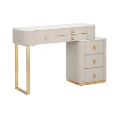 Toeletta moderna porta trucchi 120x40x75h cm crema e oro - Apoteosi