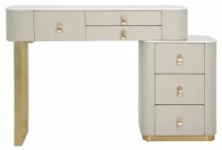 Toeletta moderna porta trucchi 120x40x75h cm crema e oro - Apoteosi