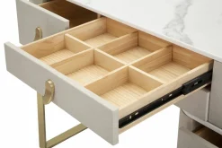 Toeletta moderna porta trucchi 120x40x75h cm crema e oro - Apoteosi