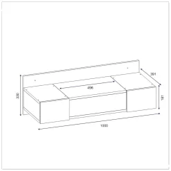 Toeletta Nero Specchio Incluso 3 Ante 100x39x33h cm, Materiale Piano in Legno Nobilitato - Selci