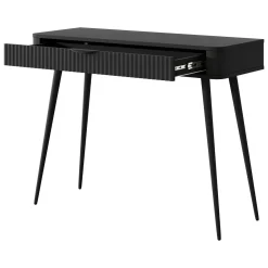 Toeletta Nero un Cassetto Materiale Struttura in Metallo 100x38x78h cm, Materiale Piano in Legno Nobilitato - Katerara