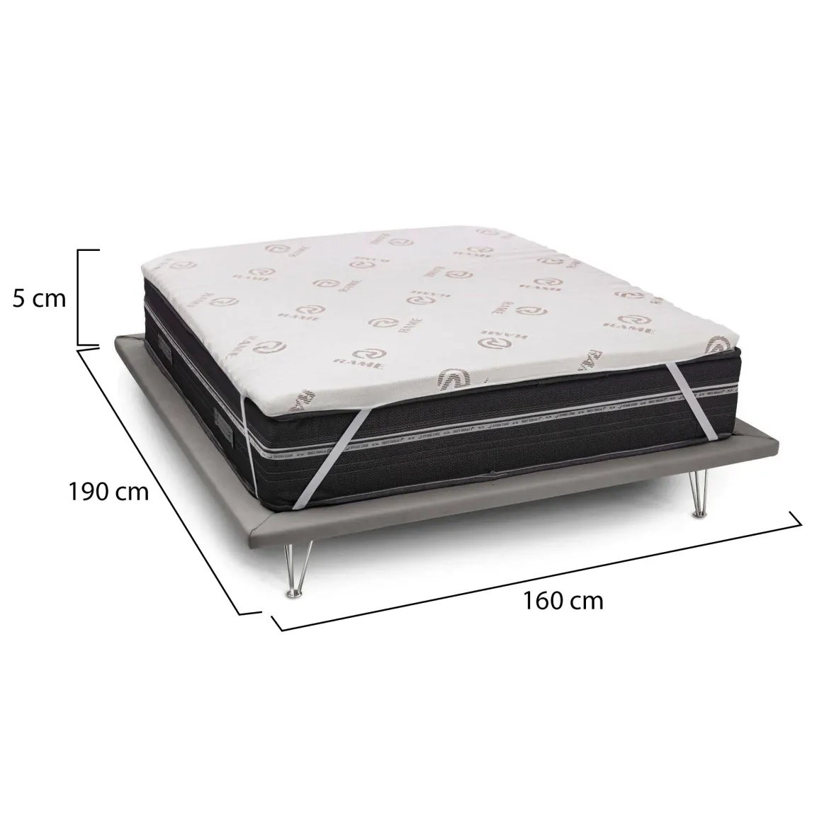 Topper matrimoniale Afella, Anti acaro e Anallergico, Cm 160x190h5