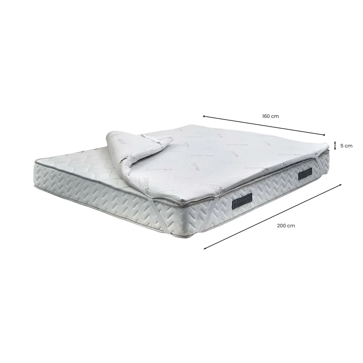 Topper matrimoniale Andalu, 100% Made in Italy, 160x200xh5 cm