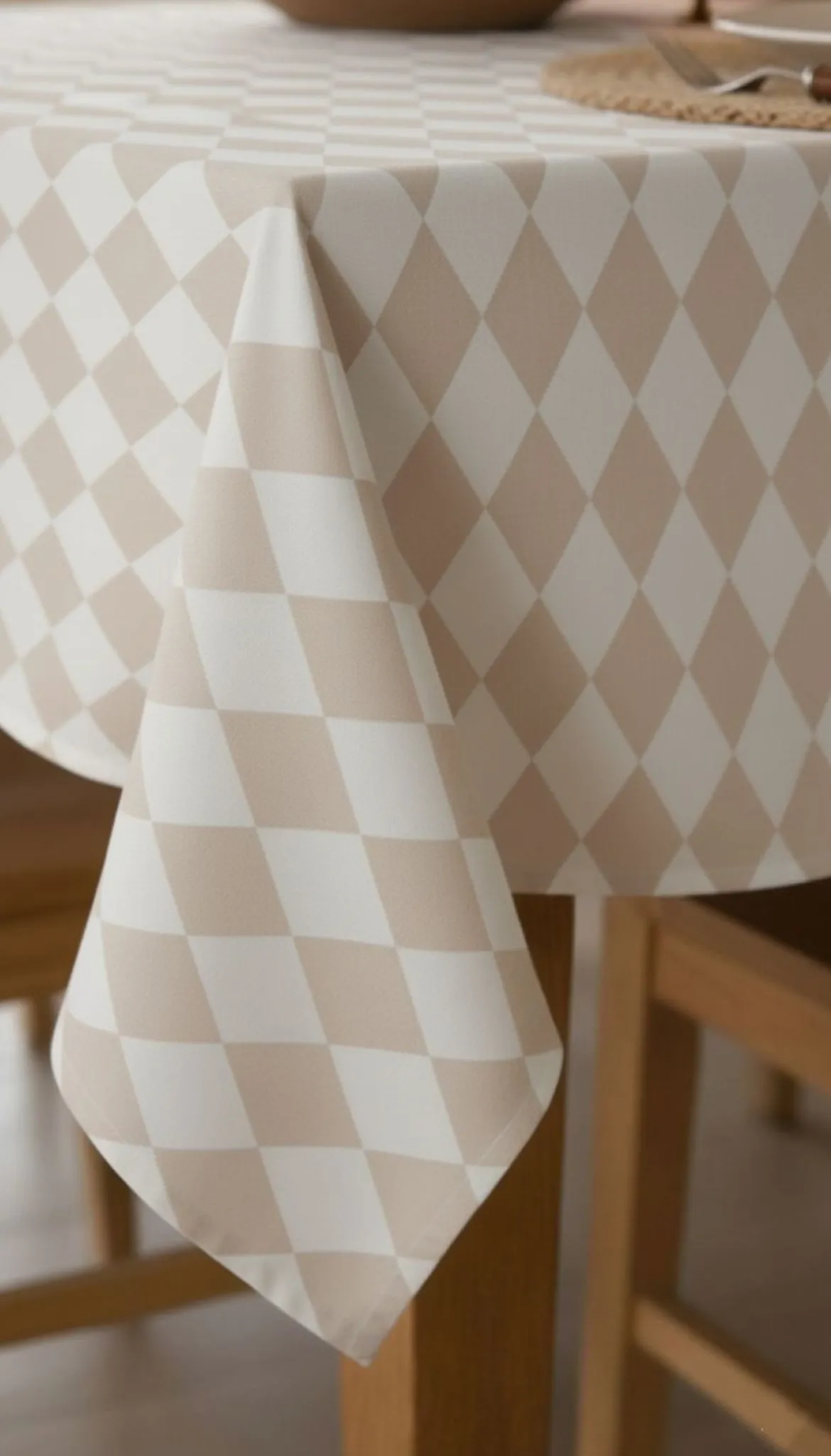 Tovaglia rettangolare no stiro 270x140 cm, arancione e beige - Trapezista - By Sarah Balivo
