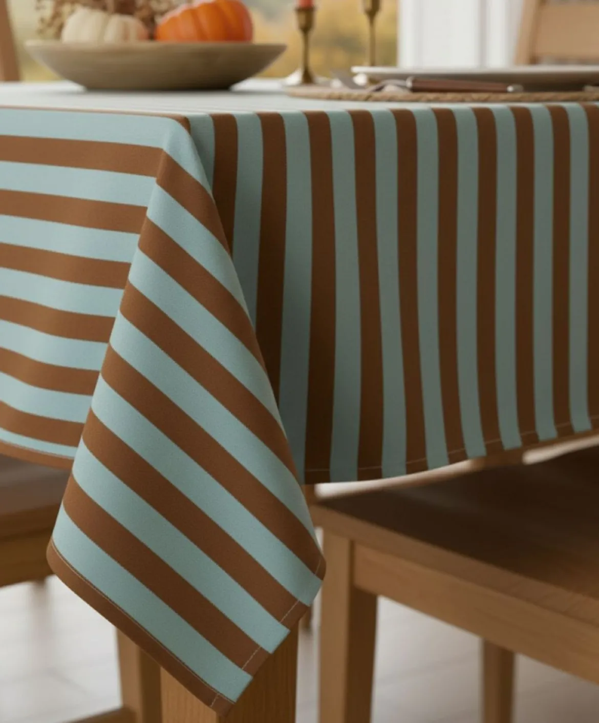 Tovaglia rettangolare no stiro 270x140 cm, beige e rosso scuro - Equilibrista - By Sarah Balivo