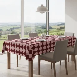 Tovaglia rettangolare no stiro 270x140 cm, rosa e bordeaux - Giocoliera - By Sarah Balivo