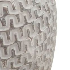 Vaso Argento Bianco Disegni con Linee Geometriche Colore Struttura Bianco, - Banatano