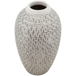 Vaso Argento Bianco Disegni con Linee Geometriche Colore Struttura Bianco, - Banatano