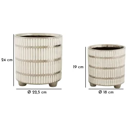 Vaso Argento Bianco set 2 Vasi Colore Struttura Bianco, Diametro Vaso Grande: 20, Vaso Piccolo: 16 cm - Banofa