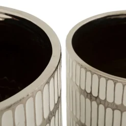 Vaso Argento Bianco set 2 Vasi Colore Struttura Bianco, Diametro Vaso Grande: 20, Vaso Piccolo: 16 cm - Banofa