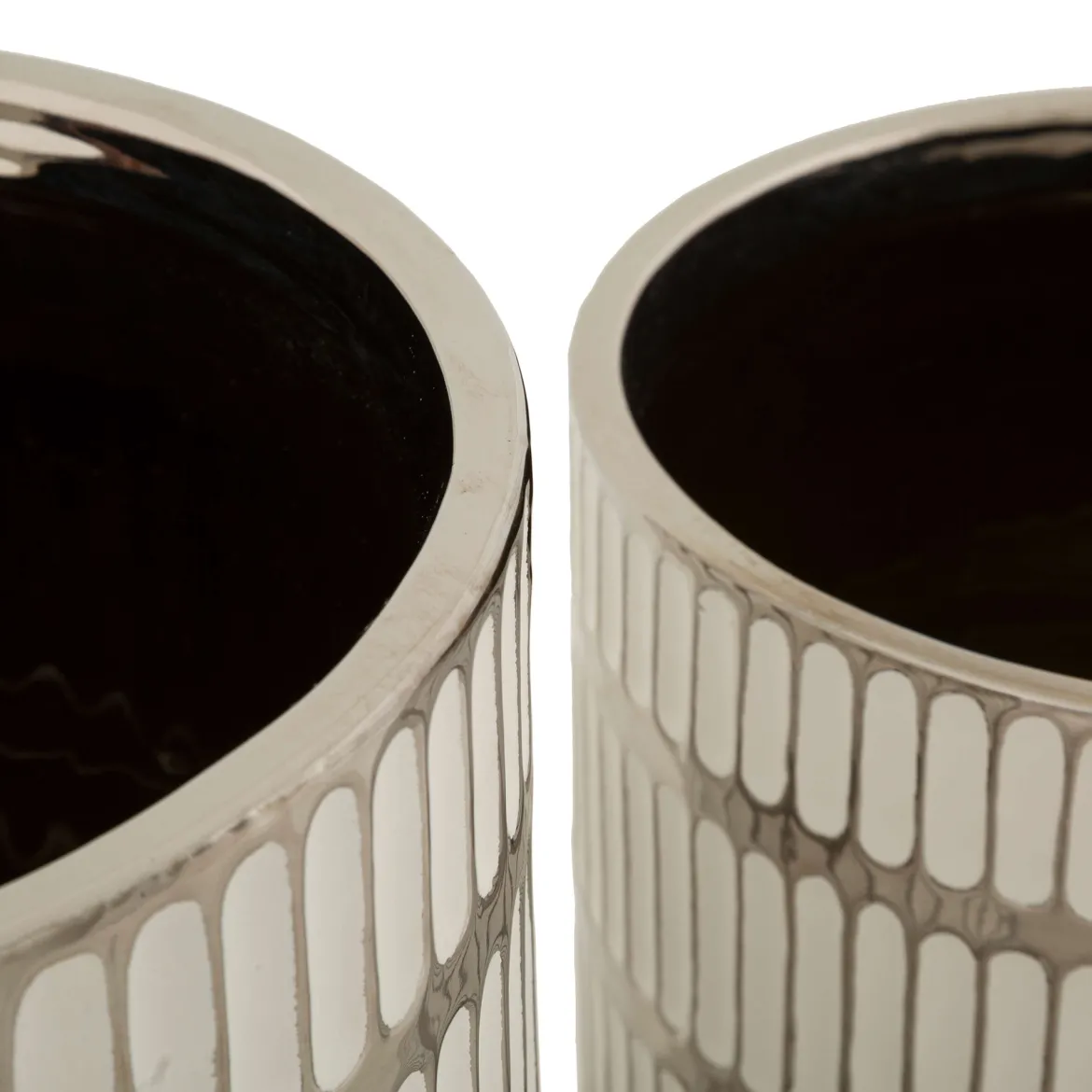 Vaso Argento Bianco set 2 Vasi Colore Struttura Bianco, Diametro Vaso Grande: 20, Vaso Piccolo: 16 cm - Banofa