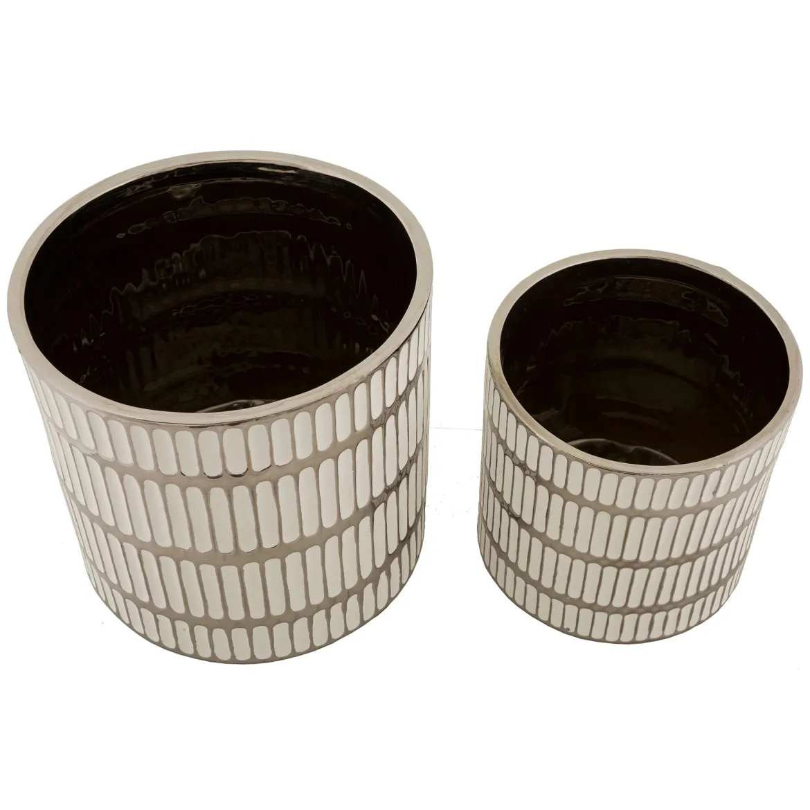 Vaso Argento Bianco set 2 Vasi Colore Struttura Bianco, Diametro Vaso Grande: 20, Vaso Piccolo: 16 cm - Banofa
