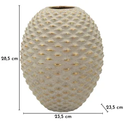 Vaso Beige oro Finitura Geometrica a Rilievo Colore Struttura oro, Diametro 7 cm - Faso